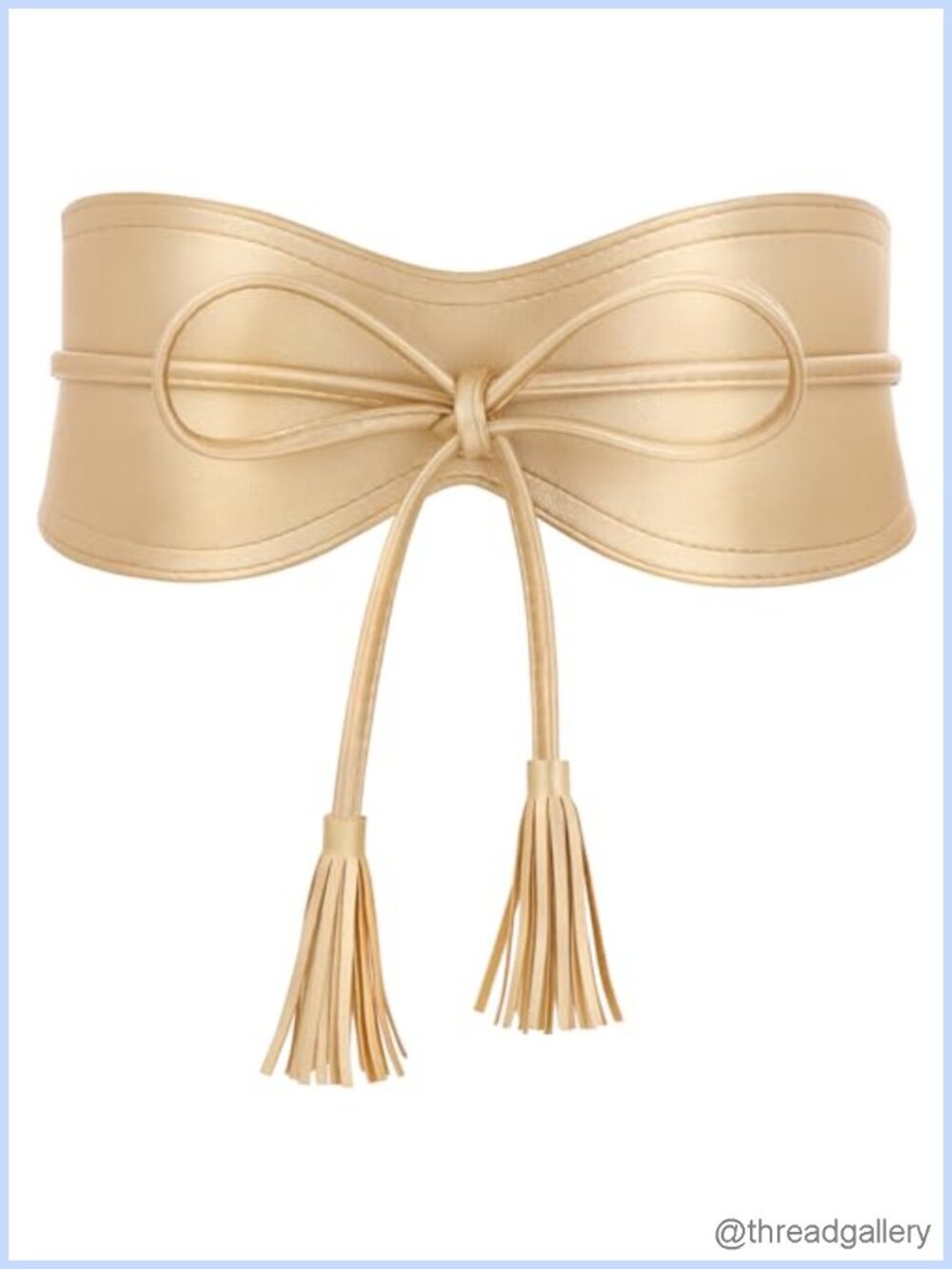 Women's Wide Faux Leather Obi Belt with Tassel Tie Corset Waist Cincher